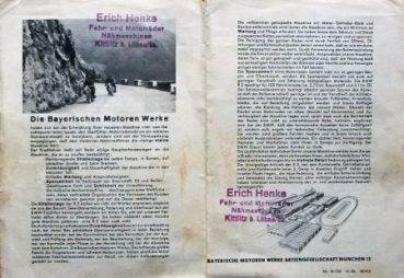 BMW R2 Motorrad Modellprogramm 1930 Motorradprospekt (6501)